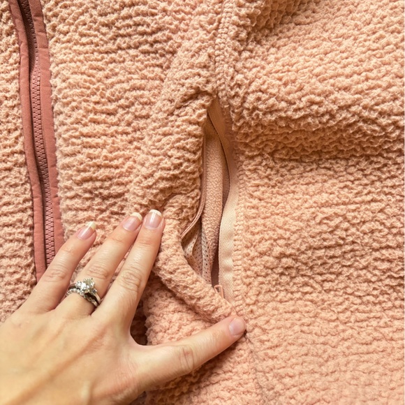 Women’s peach Lands End Sherpa zip up jacket XL - Picture 4 of 4